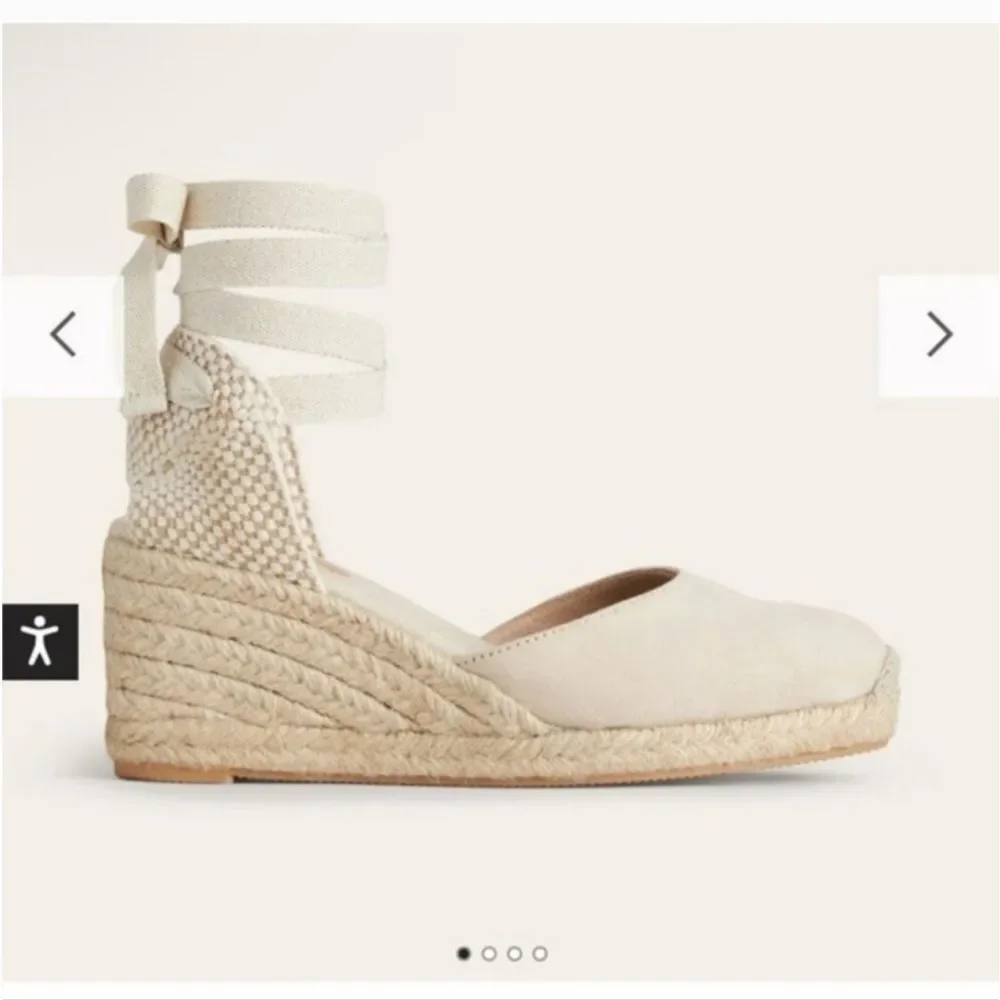 Boden Made In Spain Lace Up Espadrille Wedge In Cream Size 40 Or 9